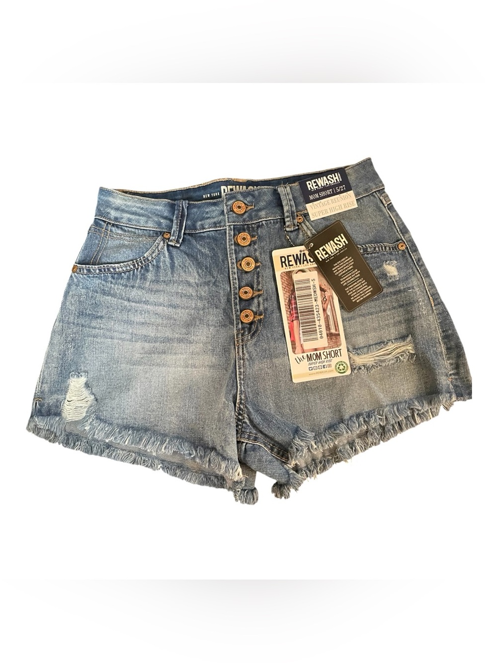 Rewash Shorts Women's 5/27 Blue Denim Mom Short Super High Rise  Vintage Reunion